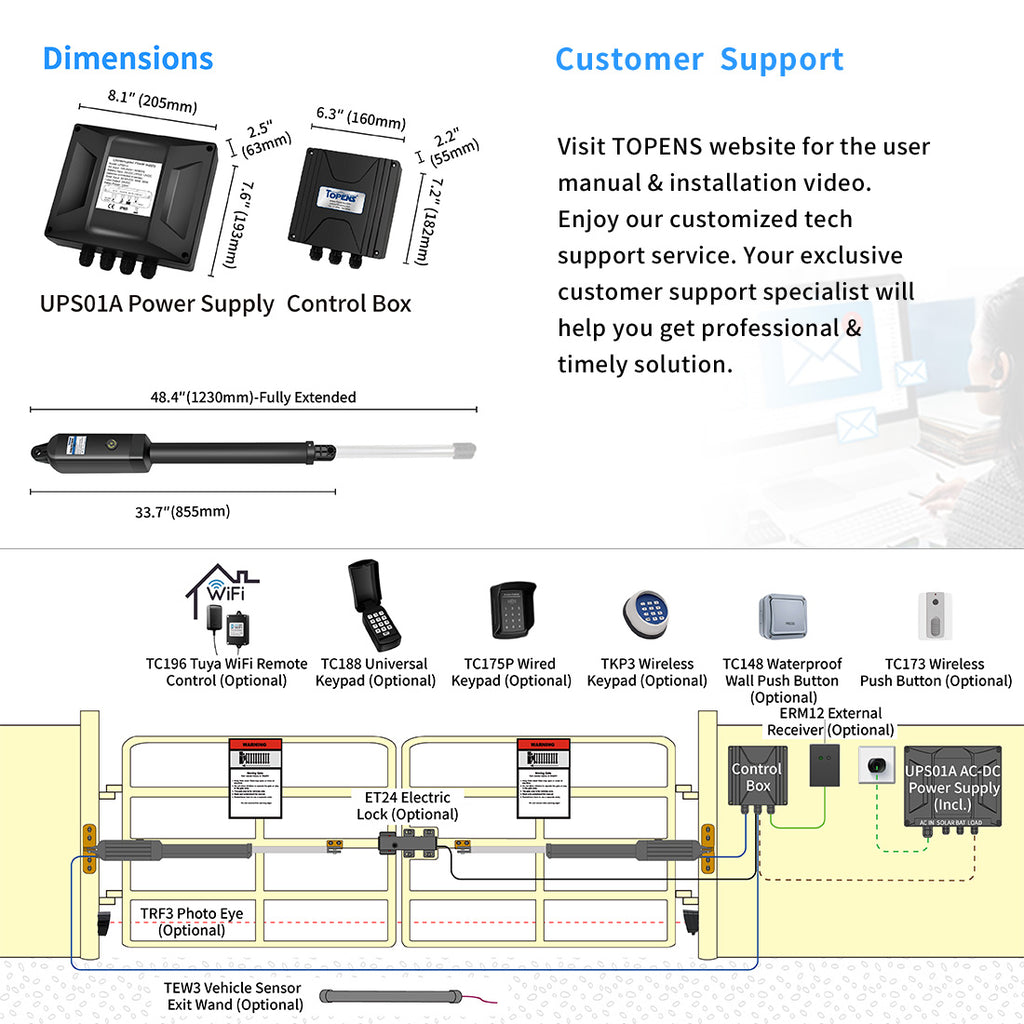 A8132 Double Swing Gate Opener Dimension and Installation Overview