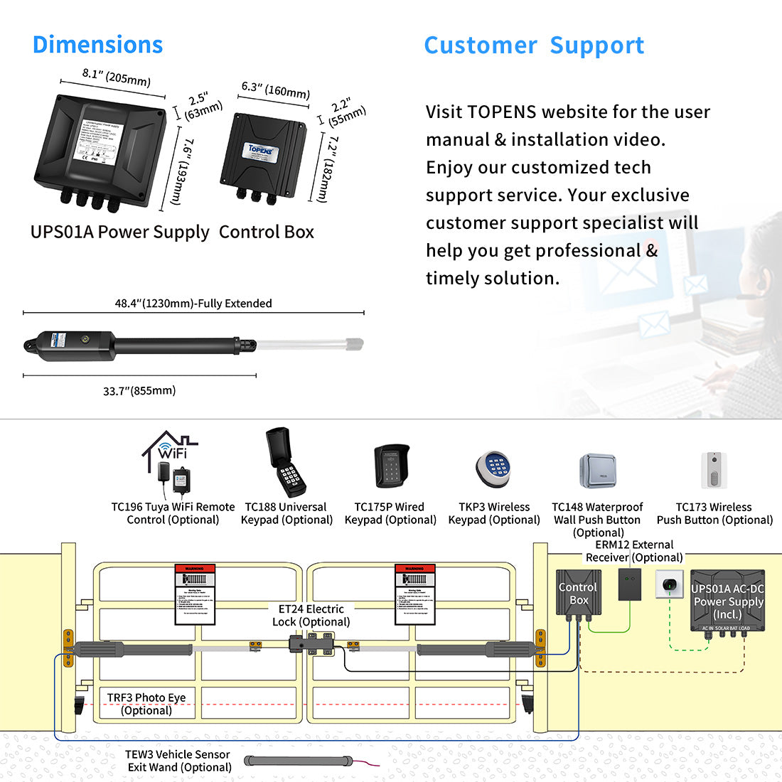 A8132 Double Swing Gate Opener Dimension and Installation Overview