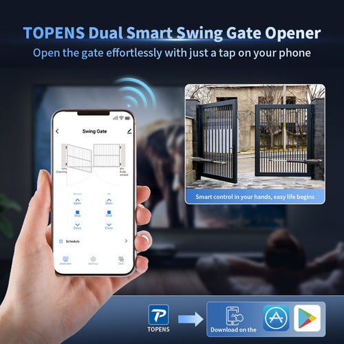 TOPENS XD552 Smart Dual Swing Gate Opener APP Control